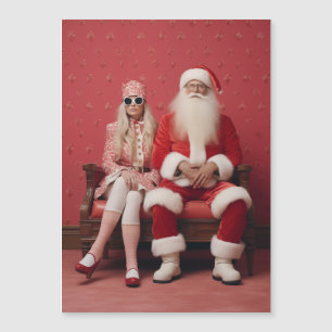 Convite Magnético Natal Whimsical Duo: Papais noeis e Sra. Claus