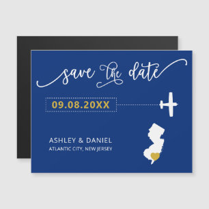 Convite Magnético New Jersey Wedding Save the Date Card, Mapa