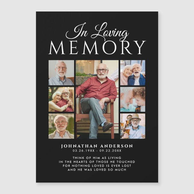 Convite Magnético No Loving Memory 7-Photo Memorial Magnetic Card (Frente)