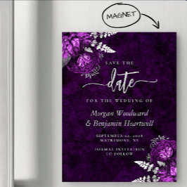 Convite Magnético Noiva Floral Prata Chic Save the Date