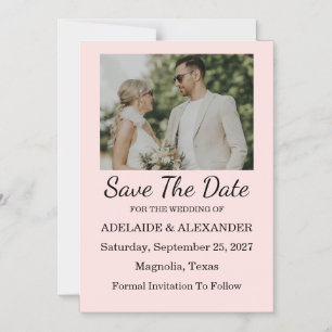Convite Magnético Noivado Rosa Moderno Save The Date