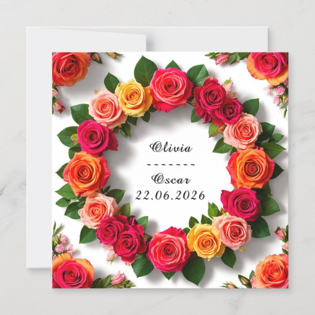 Convite Magnético Nome personalizado 🌸 Coroa Floral Colorida para C (Frente)