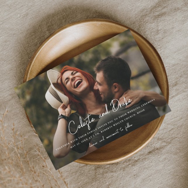 Convite Magnético Nomes de Script Moderno Foto Casamento (Criador carregado)