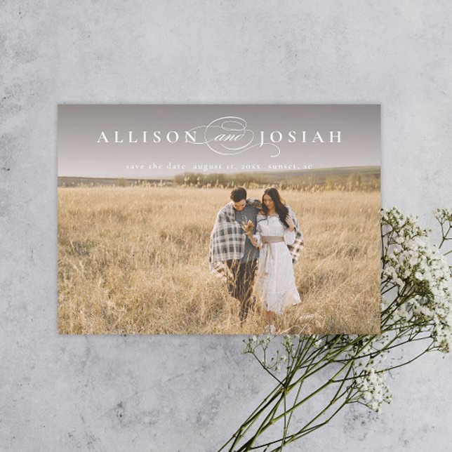 Convite Magnético Nomes de Tipografia Elegante Clássica Foto Sav Cas (Criador carregado)