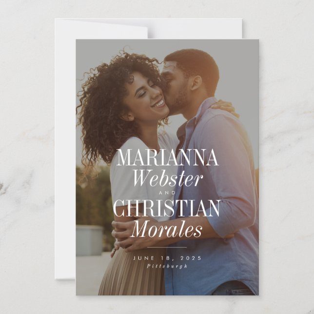 Convite Magnético Nomes negros únicos com uma foto moderna salvam a  (Frente)