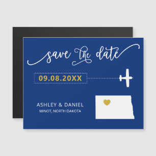 Convite Magnético North Dakota Wedding Save the Date Card, Mapa