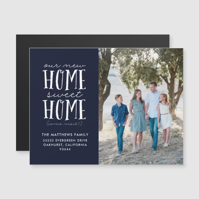 Convite Magnético Nosso Novo Anúncio de mudança de casa doce (Frente/Verso)