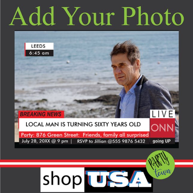 Convite Magnético Notícias da TV Meninas Engraçado Aniversário (BREAKING NEWS FUNNY)