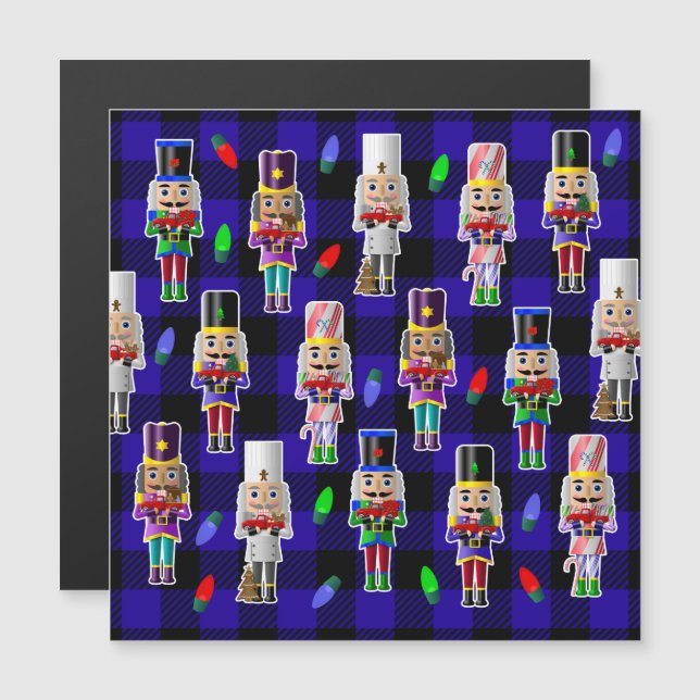 Convite Magnético Nozes de Natal com Pequenos Caminhões Vermelhos (Frente/Verso)