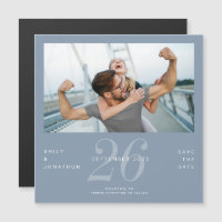 Número de Fotografia Azul Moderno Salve A Data