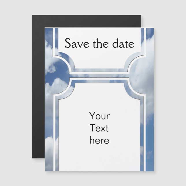 Convite Magnético Nuvens do Céu Azul + texto e ideias (Frente/Verso)