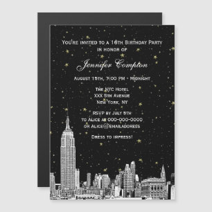 Convite Magnético NYC Skyline Enchido Starry DIY BG Color SQ Sweet 1