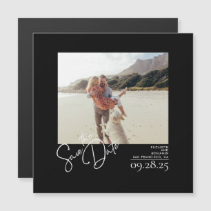 Convite Magnético O preto sólido moderno legante salva a foto de dat