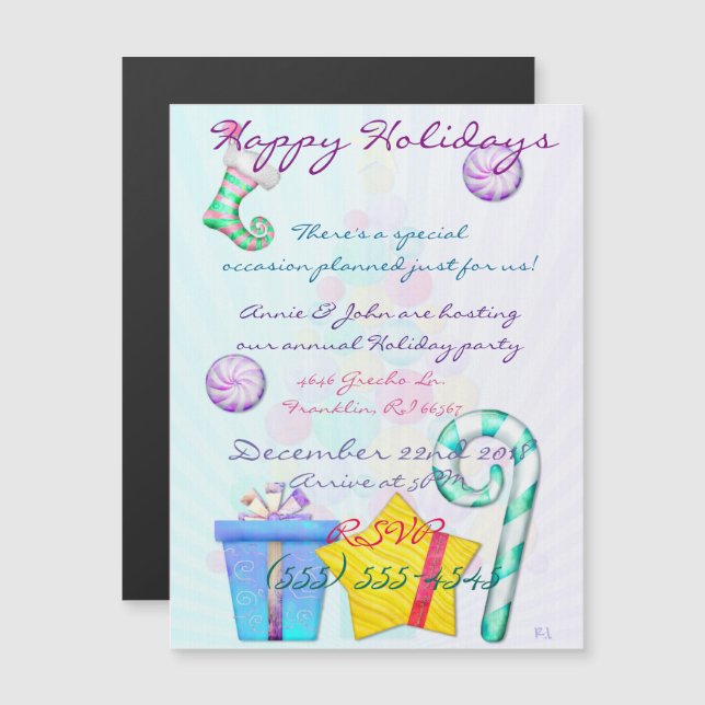 Convite Magnético O Whimsey Folk Art de Natal (Frente/Verso)