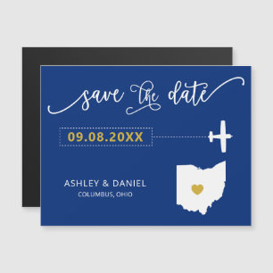 Convite Magnético Ohio Wedding Save the Date Card, Mapa