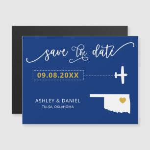 Convite Magnético Oklahoma Wedding Save the Date Card, Map