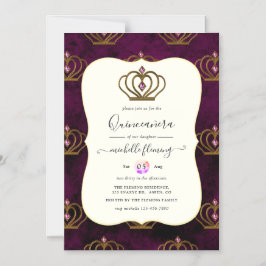 Convite Magnético Old Gold Elegance Quinceañera