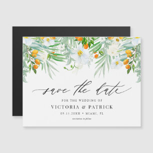 Convite Magnético Orquídeas e Kumquats em Aquarela Salve a Data