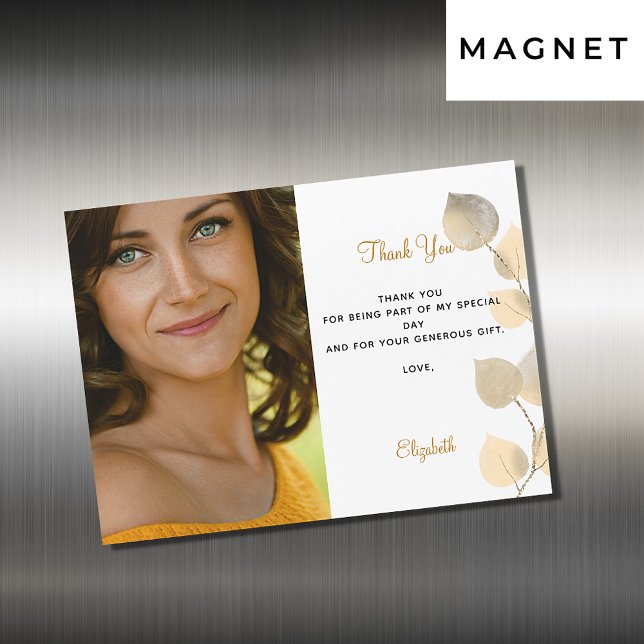 Convite Magnético Ouro de aniversário obrigado de ouro eucalipto voc (Criador carregado)