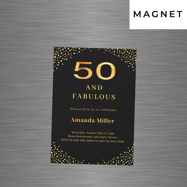 Convite Magnético Ouro negro 50º aniversário fabuloso (Criador carregado)