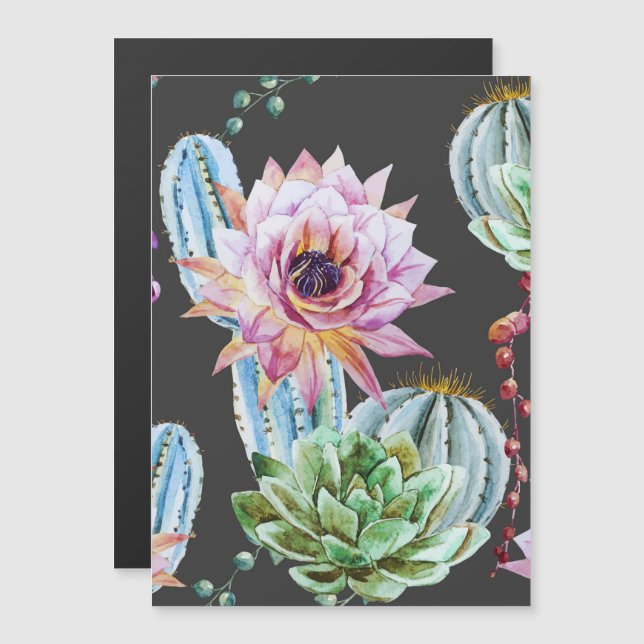 Convite Magnético Padrão de Cactus Grande (Frente/Verso)