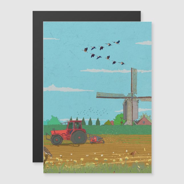 Convite Magnético Paisagem do País de Viagem Holandês (Frente/Verso)