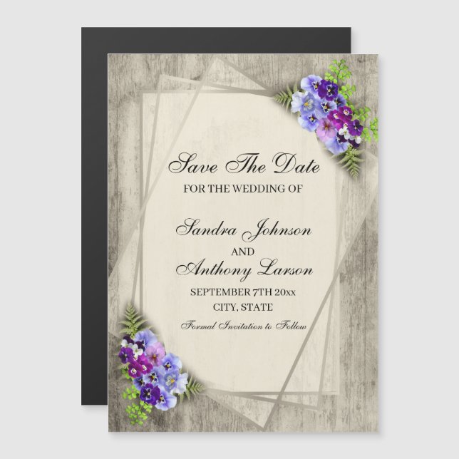 Convite Magnético Pansias Russas Geométricas Salvem A Data (Frente/Verso)