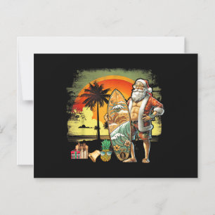 Convite Magnético Papai Noel Surfista de Verão Tropical 6 Pack Natal