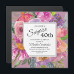 Convite Magnético Partido aniversário de 40 anos da Praça da Flor Ro<br><div class="desc">Convite magnético quadrado à aniversário de 40 anos de flor silvestre,  cor-de-água,  roxo e cor-de-rosa,  colorida,  para mulheres. Entre em contato conosco para obter ajuda com a personalização ou para solicitar produtos correspondentes.</div>