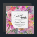Convite Magnético Partido aniversário de 40 anos da Praça da Flor Ro<br><div class="desc">Convite magnético quadrado à aniversário de 40 anos de flor silvestre,  cor-de-água,  roxo e cor-de-rosa,  colorida,  para mulheres. Entre em contato conosco para obter ajuda com a personalização ou para solicitar produtos correspondentes.</div>