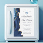 Convite Magnético Partido Mitzvah, Marinho Azul, Bar de Agate Dourad<br><div class="desc">Azul-marinho e ouro legantes enfeitam o lado desta cerimônia moderna de Mitzvah e do convite magnético partidário. O nome do seu filho está escrito em um belo roteiro formal sob a Estrela de David. Perfeito para uma família judia na moda, que celebra o seu filho sendo chamado para a Torá....</div>