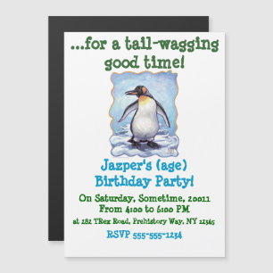 Convite Magnético Partido Personalizado Pinguim Bonito