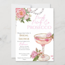 Convite Magnético Pearls, Petals & Prosecco Bridal Shower Invitation