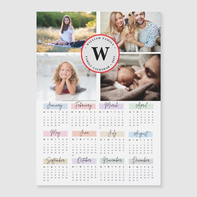 Convite Magnético Personalização da Colagem de Fotos da Família Mode (Frente)