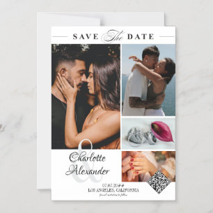 Convite Magnético Personalizado 4 Colagem de Fotos Casamento Salvar 