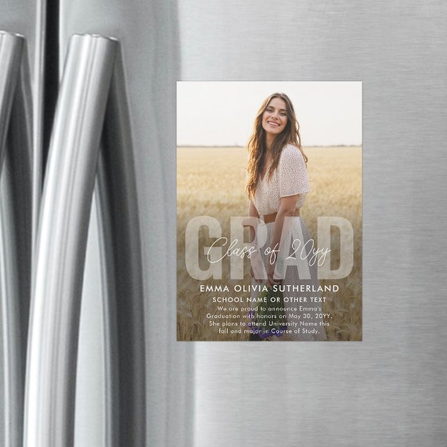 Convite Magnético Photo Overlay Magnetic Graduation Announcement (Criador carregado)