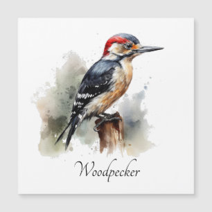 Convite Magnético Pica-pau Woodland Aquarela, personalizado