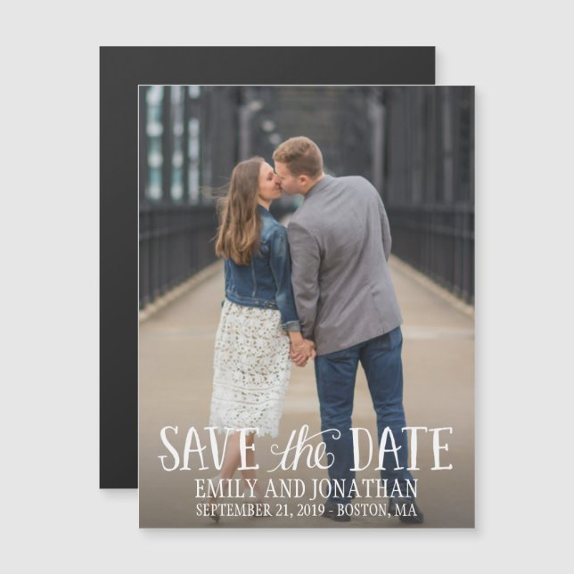 Convite Magnético Picture Wedding Save The Date Magnets, Lettered (Frente/Verso)
