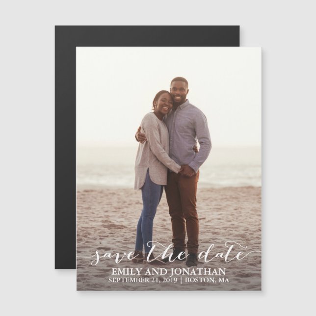 Convite Magnético Picture Wedding Save The Date Magnets, Uma Foto (Frente/Verso)