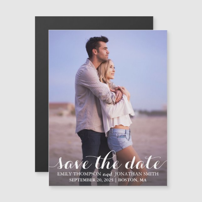 Convite Magnético Picture Wedding Save The Date Magnets, Uma Foto (Frente/Verso)