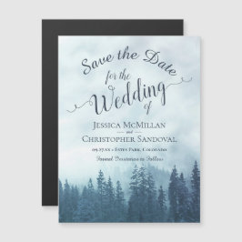 Convite Magnético Pinheiros da Montanha Azul Foggy Casamento Salvem 