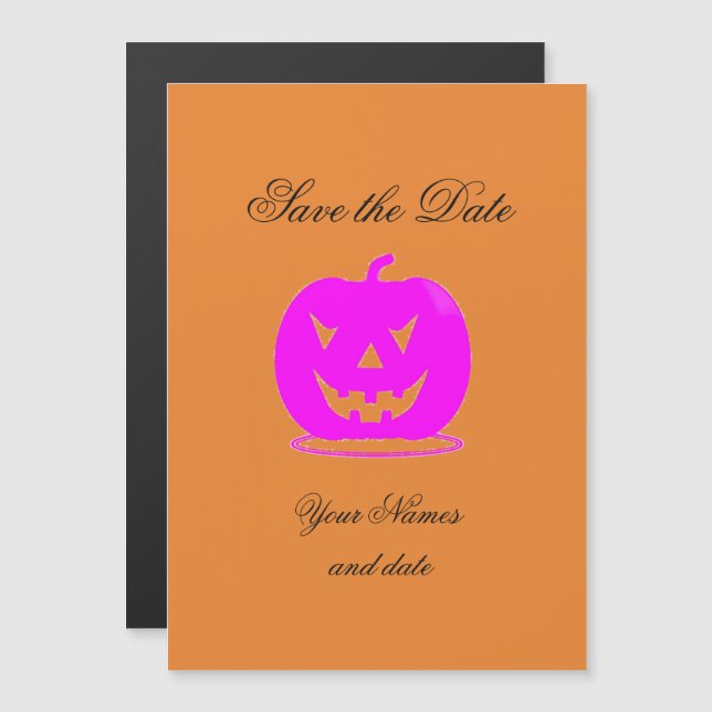 Convite Magnético Pink Jack o'lantern Halloween Thunder_Cove (Frente/Verso)