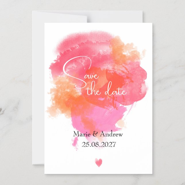 Convite Magnético Pink watercolor Save the date  (Frente)