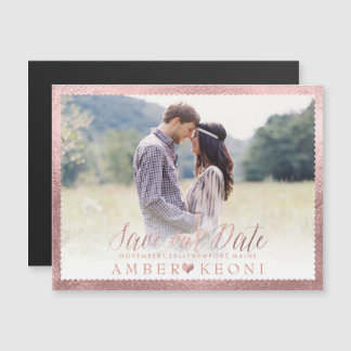 Convite Magnético PixDezines Salve Nossa Data/Falso Dourado Rosa