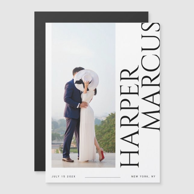 Convite Magnético Placa de Imã salve a data de Fotografias Modernas  (Frente/Verso)