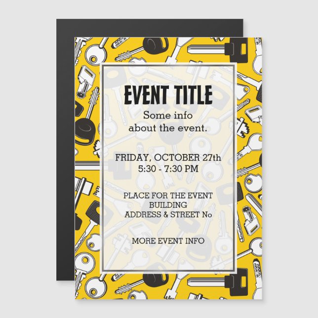 Convite Magnético Plano de Fundo do Conjunto de Chaves (Frente/Verso)