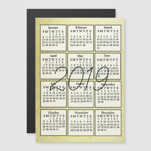 Convite Magnético Plano de fundo Dourado do ímã de calendário de 