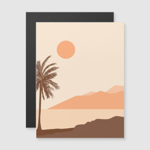 Convite Magnético Pôr do Sol de Palmeira, Ilha, Arte Abstrata Boho