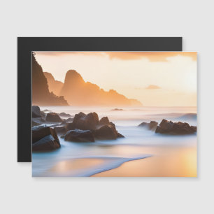 Convite Magnético Pôr do Sol Dourado Paisagem Marítima Ondas