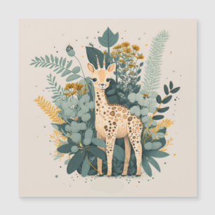 Convite Magnético Pratos de papel de girafa floral fofa